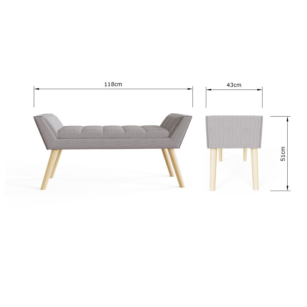 Upholstered Grey Hopsack Bench