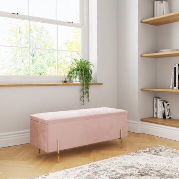Miley Blush Pink Ottoman Storage Bench