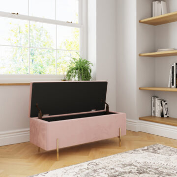 Miley Blush Pink Ottoman Storage Bench