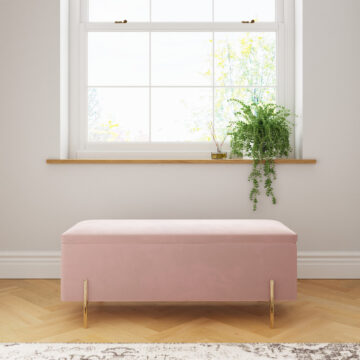 Miley Blush Pink Ottoman Storage Bench