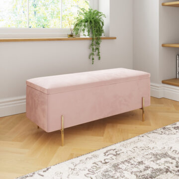 Miley Blush Pink Ottoman Storage Bench