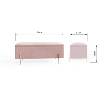 Miley Blush Pink Ottoman Storage Bench