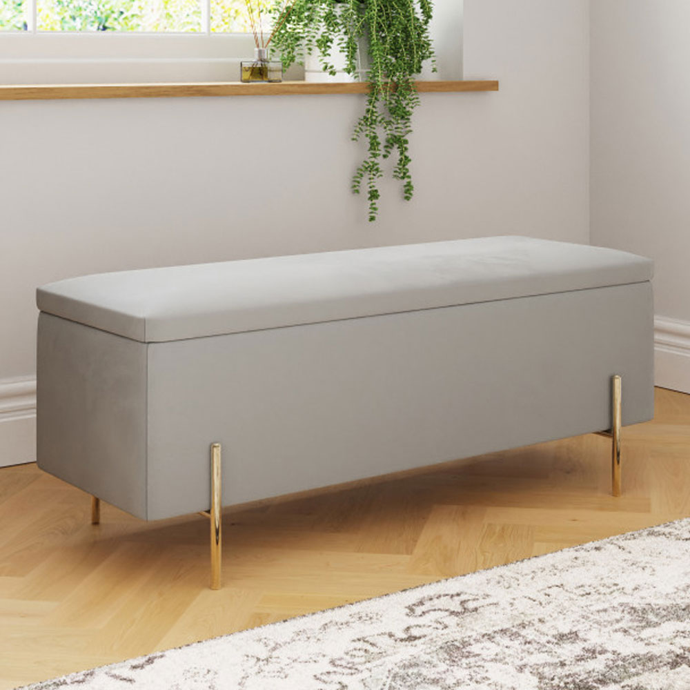 Miley Grey Ottoman Storage Bench