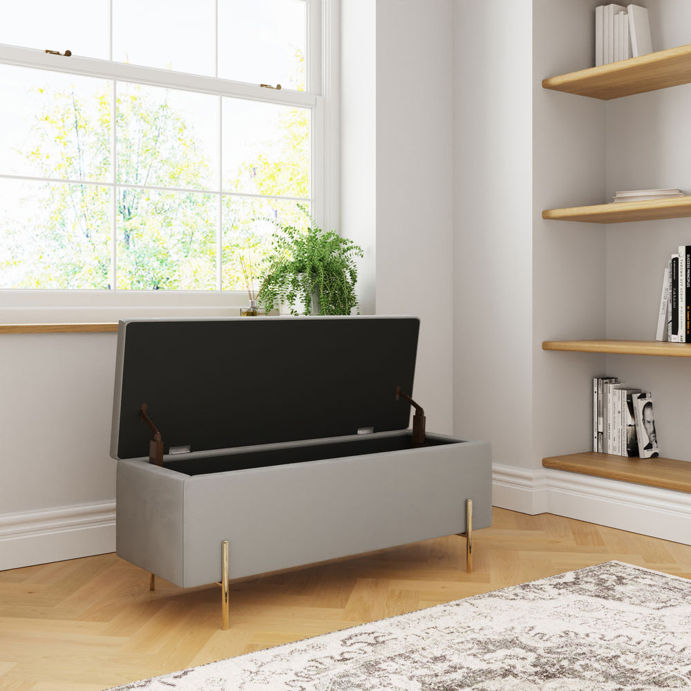 Miley Grey Ottoman Storage Bench