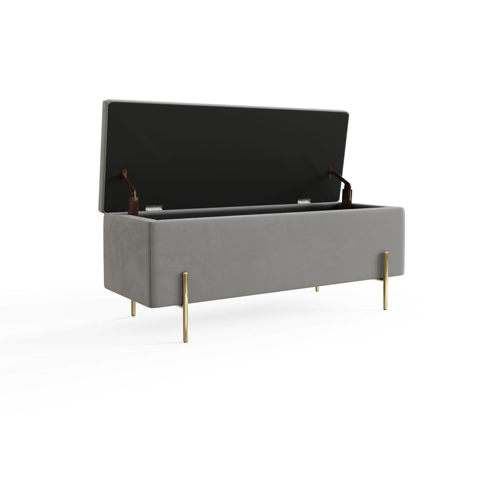 Miley Grey Ottoman Storage Bench