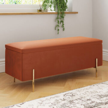 Miley Russet Orange Ottoman Storage Bench