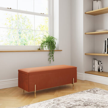 Miley Russet Orange Ottoman Storage Bench
