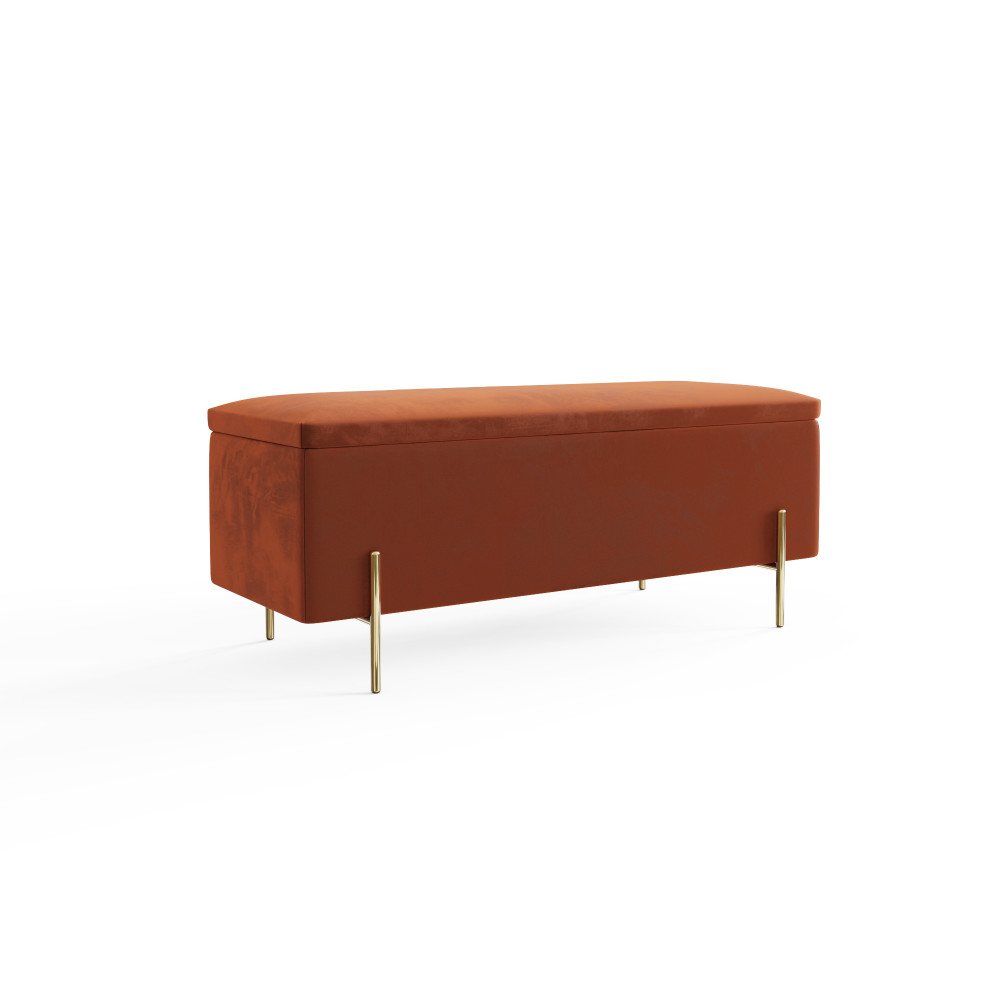 Miley Russet Orange Ottoman Storage Bench