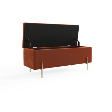 Miley Russet Orange Ottoman Storage Bench