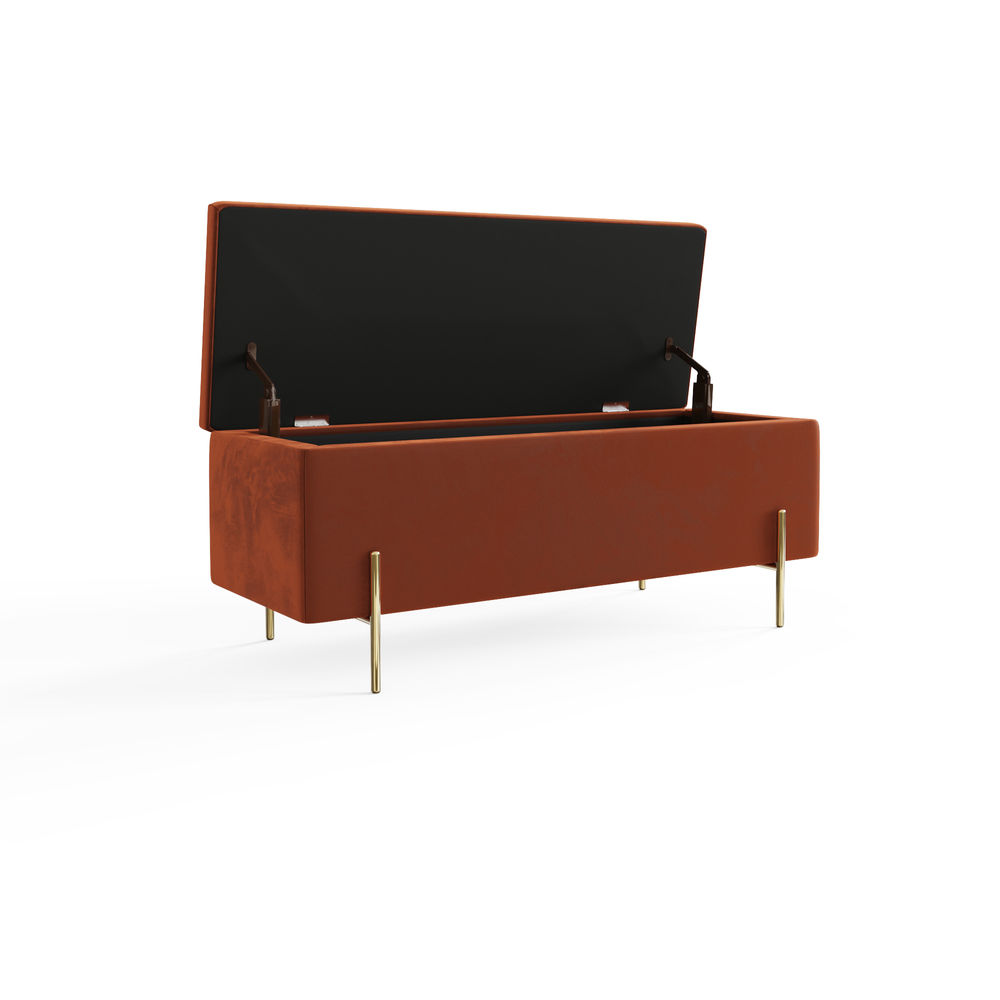 Miley Russet Orange Ottoman Storage Bench