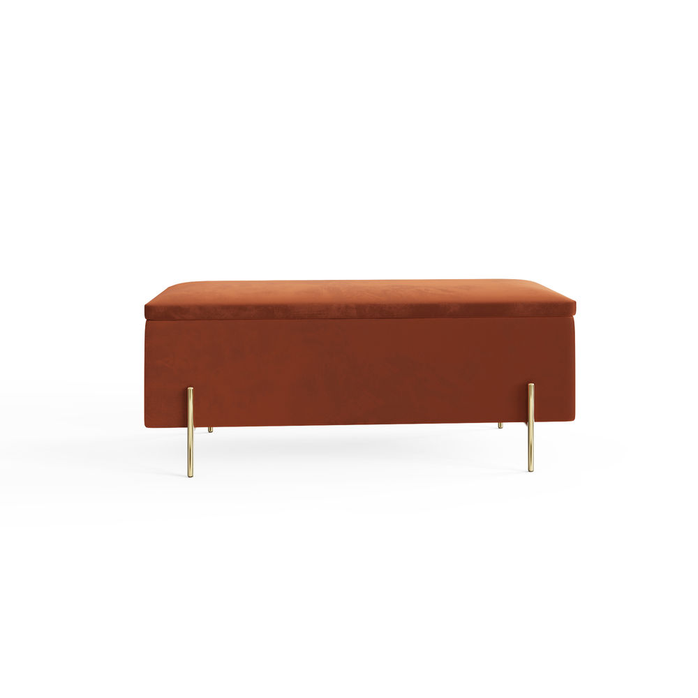 Miley Russet Orange Ottoman Storage Bench