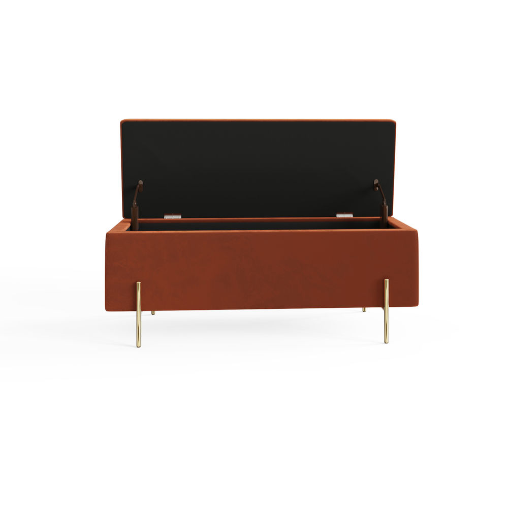 Miley Russet Orange Ottoman Storage Bench