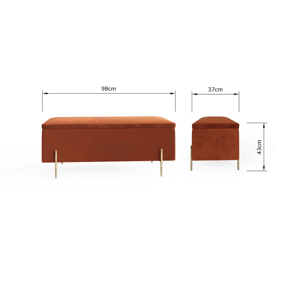 Miley Russet Orange Ottoman Storage Bench