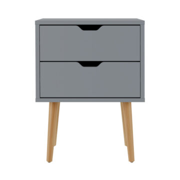 Kathmandu Dark Grey 2 Drawer Bedside Cabinet
