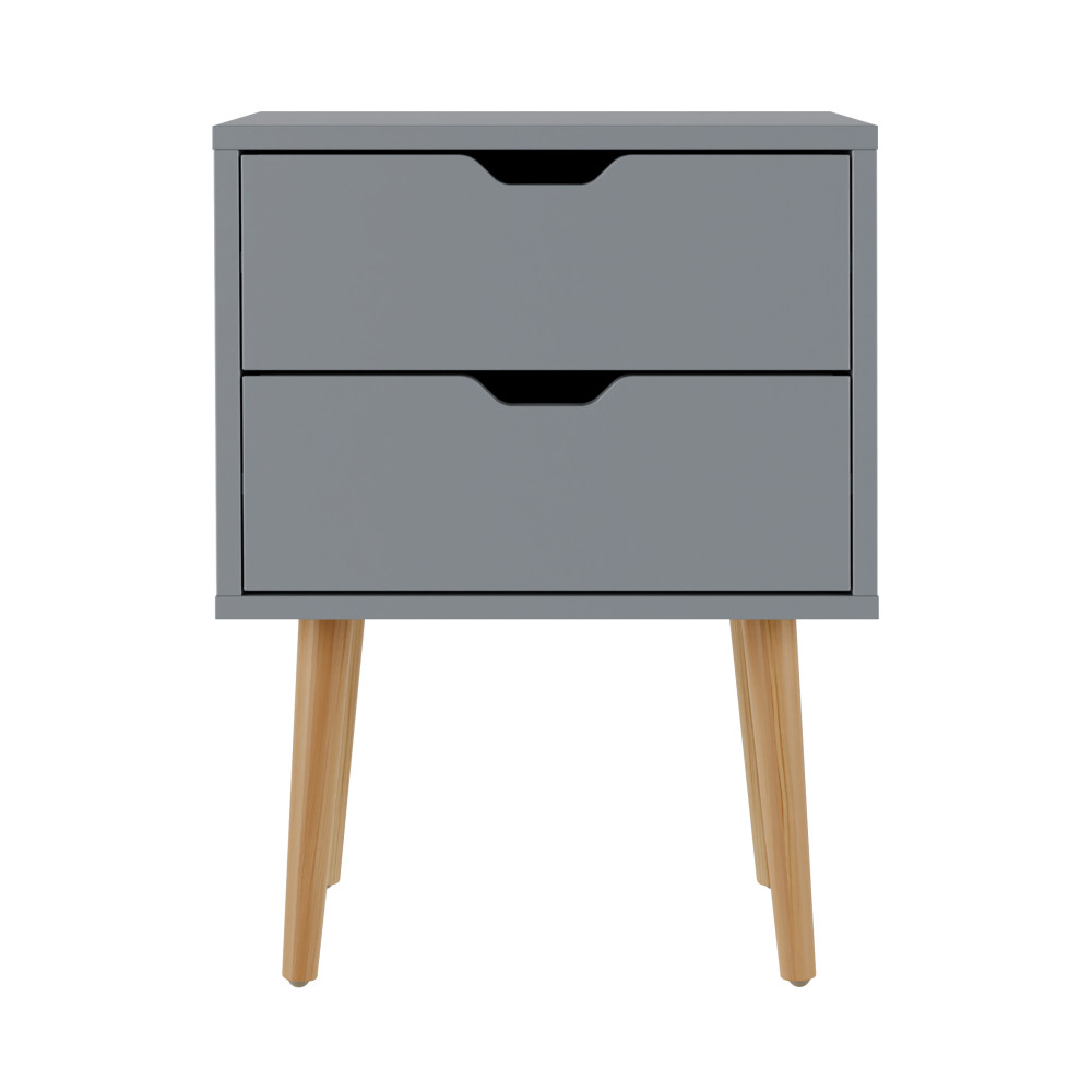 Kathmandu Dark Grey 2 Drawer Bedside Cabinet