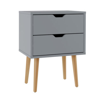 Kathmandu Dark Grey 2 Drawer Bedside Cabinet