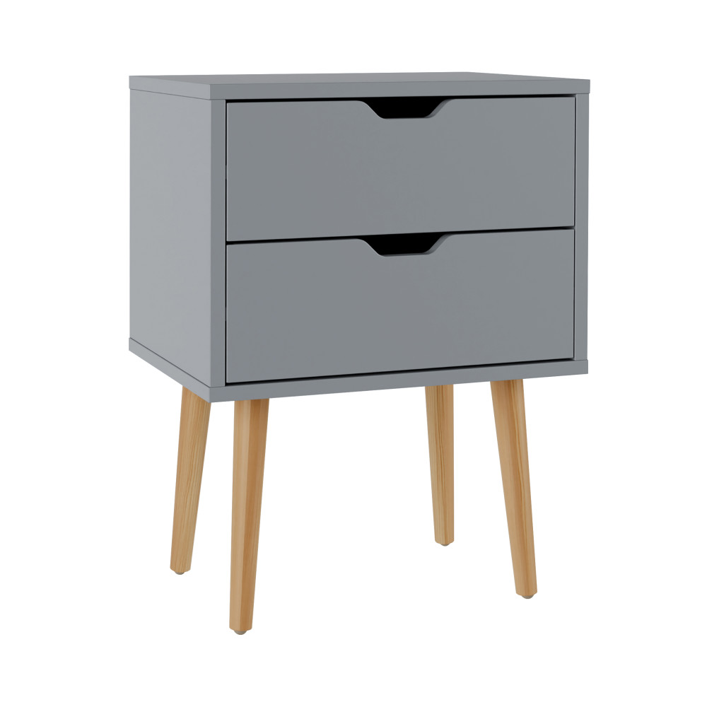 Kathmandu Dark Grey 2 Drawer Bedside Cabinet