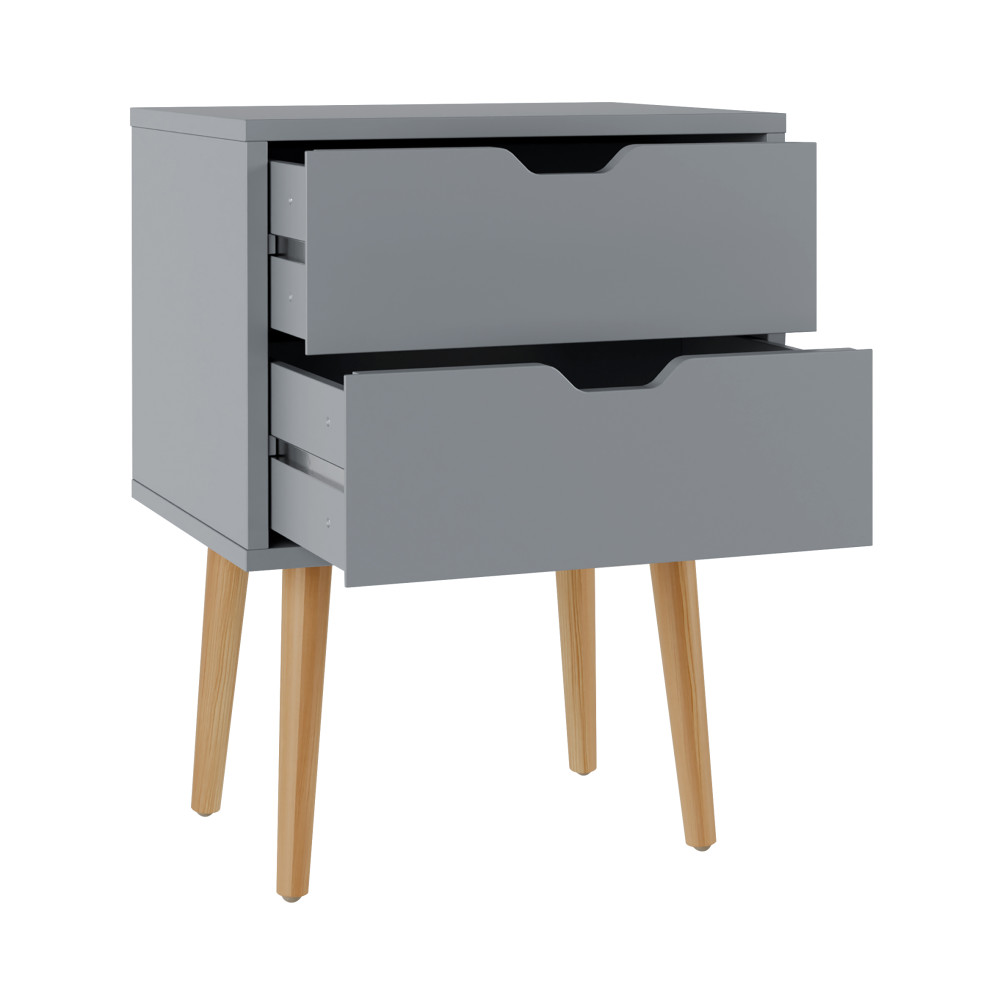 Kathmandu Dark Grey 2 Drawer Bedside Cabinet