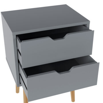 Kathmandu Dark Grey 2 Drawer Bedside Cabinet