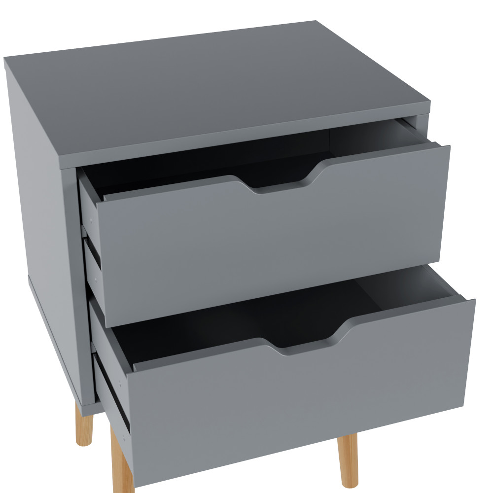 Kathmandu Dark Grey 2 Drawer Bedside Cabinet