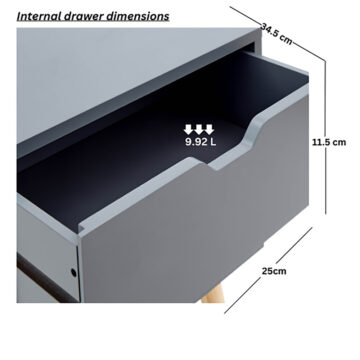 Kathmandu Dark Grey 2 Drawer Bedside Cabinet