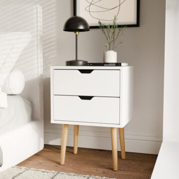 Kathmandu White 2 Drawer Bedside Cabinet