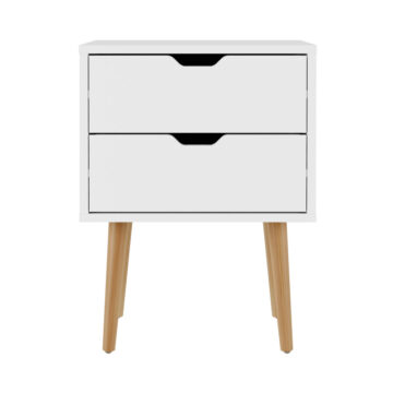 Kathmandu White 2 Drawer Bedside Cabinet