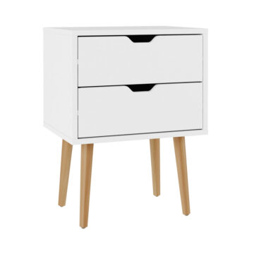 Kathmandu White 2 Drawer Bedside Cabinet