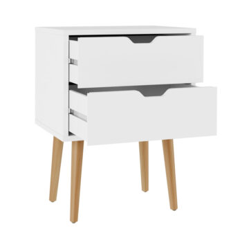 Kathmandu White 2 Drawer Bedside Cabinet