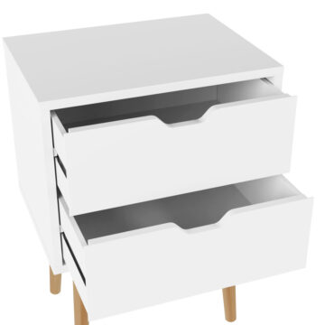 Kathmandu White 2 Drawer Bedside Cabinet