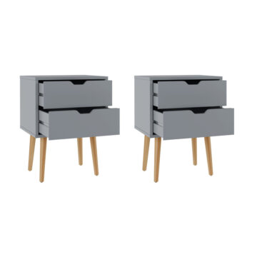 Kathmandu Dark Grey Pair of 2 Drawer Bedside Cabinets