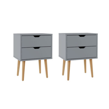 Kathmandu Dark Grey Pair of 2 Drawer Bedside Cabinets