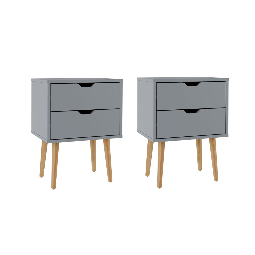 Kathmandu Dark Grey Pair of 2 Drawer Bedside Cabinets