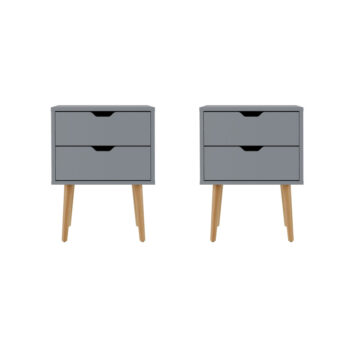 Kathmandu Dark Grey Pair of 2 Drawer Bedside Cabinets