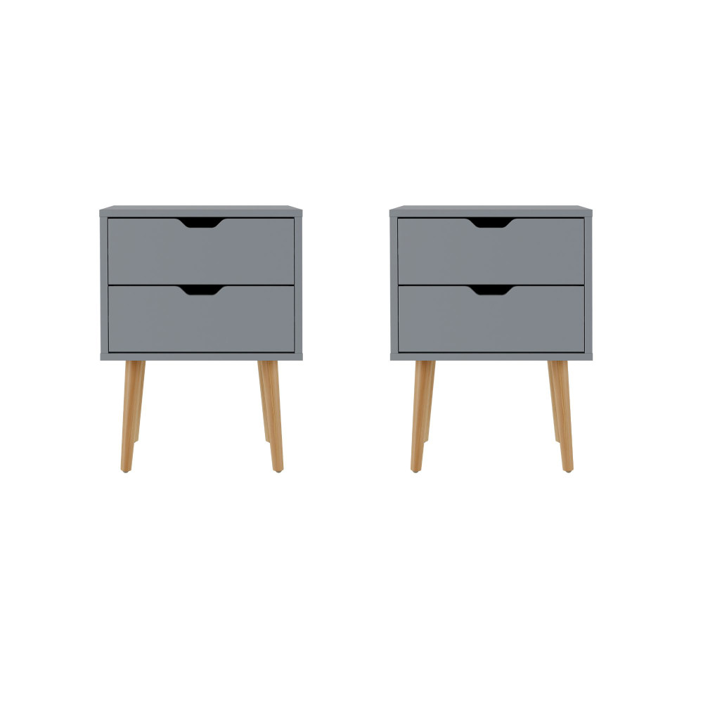 Kathmandu Dark Grey Pair of 2 Drawer Bedside Cabinets
