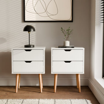 Kathmandu White Pair of 2 Drawer Bedside Cabinets