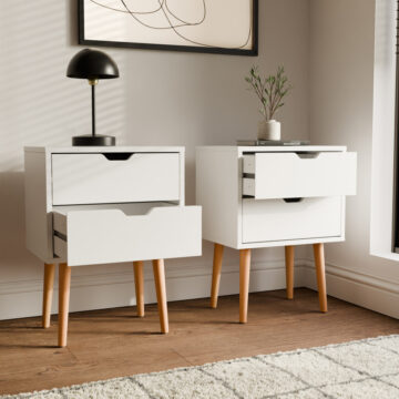 Kathmandu White Pair of 2 Drawer Bedside Cabinets