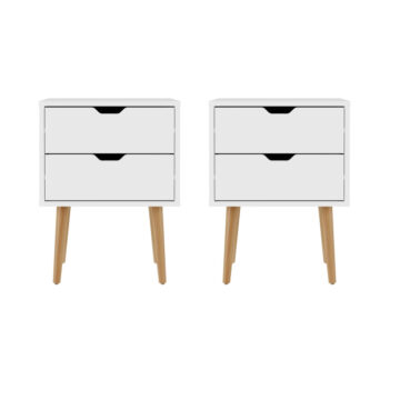 Kathmandu White Pair of 2 Drawer Bedside Cabinets