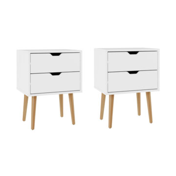 Kathmandu White Pair of 2 Drawer Bedside Cabinets