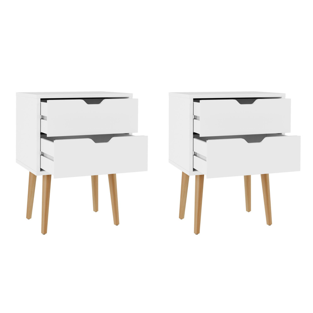 Kathmandu White Pair of 2 Drawer Bedside Cabinets