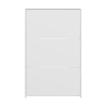 Narrow White High Gloss 3 Tier Shoe Cabinet