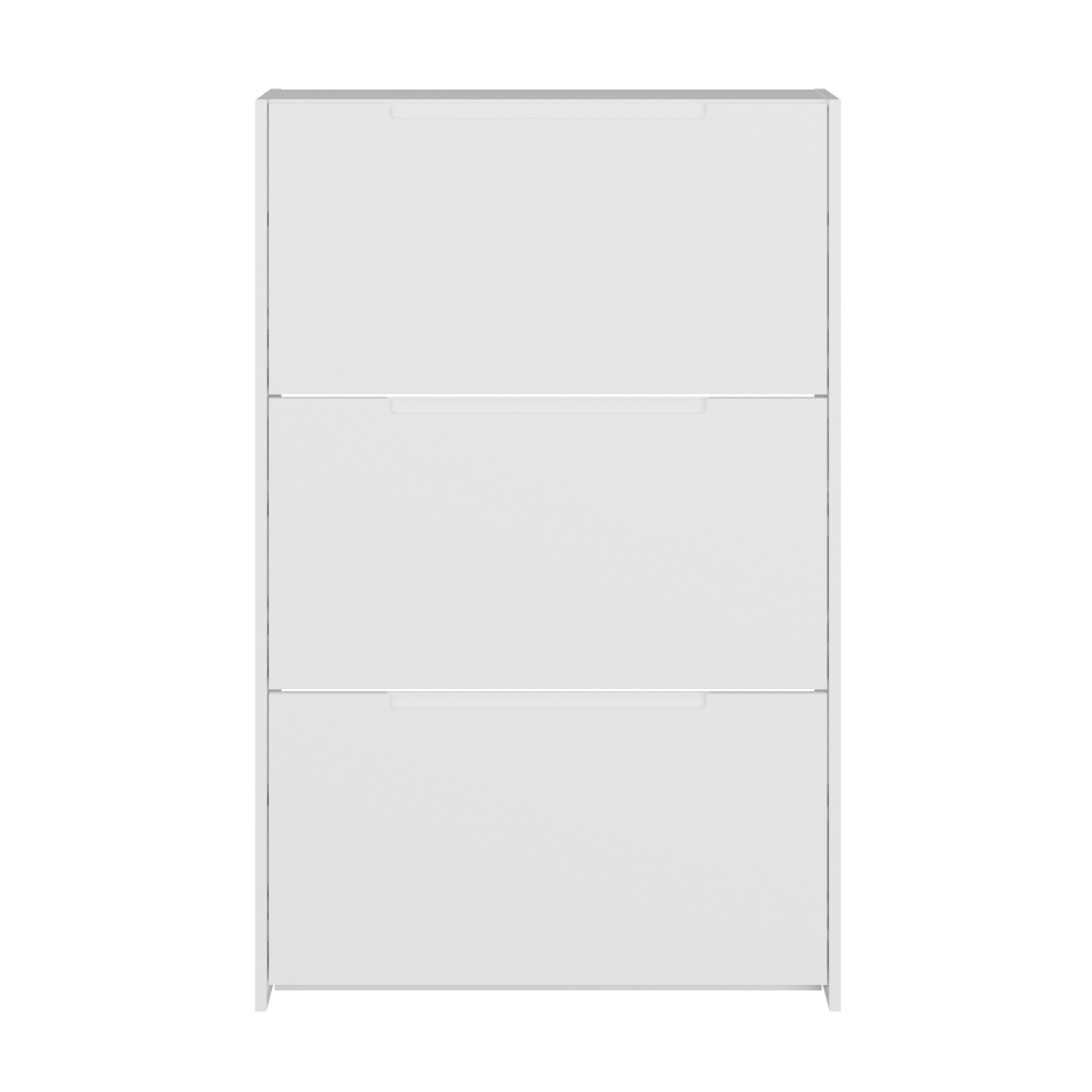 Narrow White High Gloss 3 Tier Shoe Cabinet
