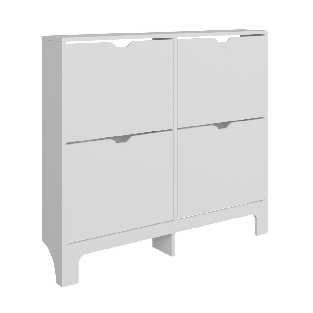 Narrow 4 Drawer Shoe Cabinet | White | Clearance