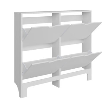 Narrow 4 Drawer Shoe Cabinet | White | Clearance