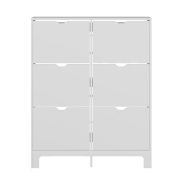 Narrow White 6 Drawer Shoe Cabinet