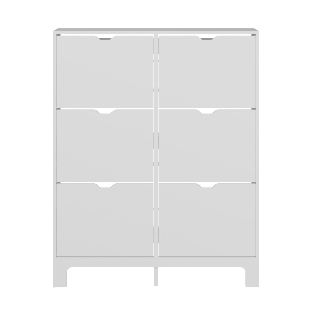 Narrow White 6 Drawer Shoe Cabinet