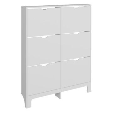 Narrow White 6 Drawer Shoe Cabinet