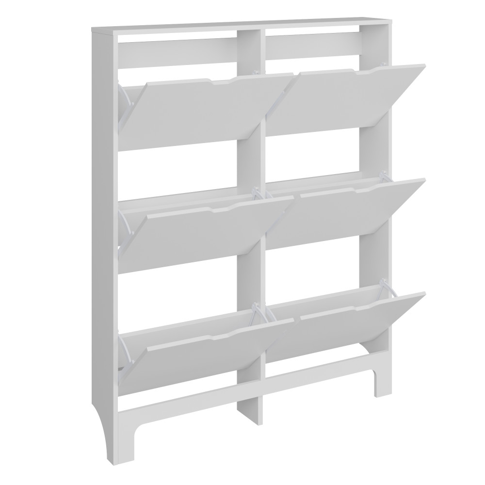 Narrow White 6 Drawer Shoe Cabinet