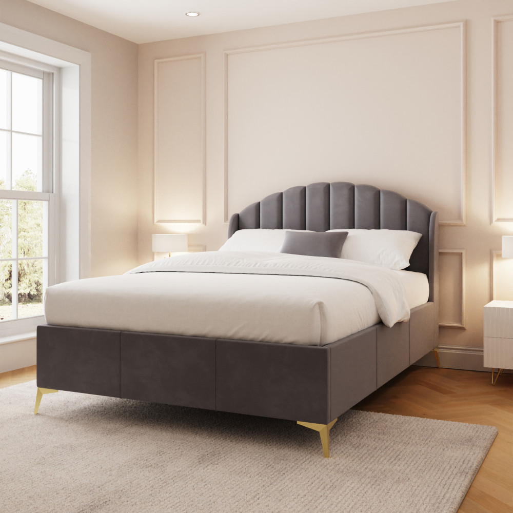 Haikou Grey 5' King Size End Lift Ottoman Bed