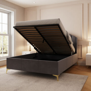 Haikou Grey 5′ King Size End Lift Ottoman Bed